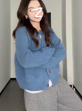 大码女装胖妹妹毛针织开衫