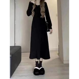 木耳边内搭打底裙 大码 韩版 2024秋冬新款 显瘦裙针织连衣裙中长款
