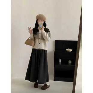 大码 女秋冬胖妹妹设计感小众慵懒风毛衣外套女 长袖 条纹针织开衫