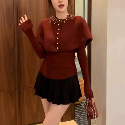 大码法式针织衫毛衣女秋冬