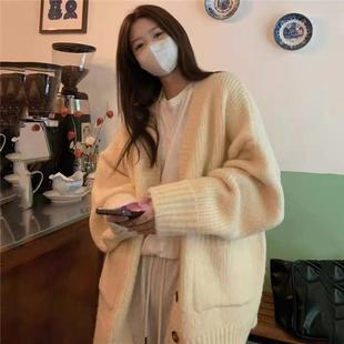 上衣 大码 慵懒风ins软糯开衫 毛衣外套女秋冬新款 胖妹妹外穿针织衫