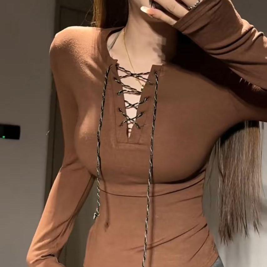 大码设计感小众条纹长袖T恤