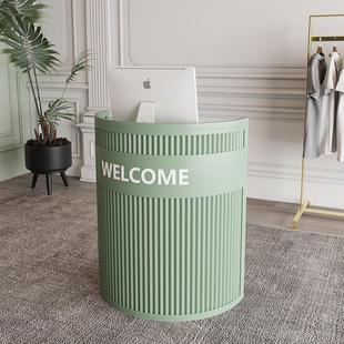 美容院店铺小型吧台收银台弧形导购咨询台简约半圆迎宾前台接待台