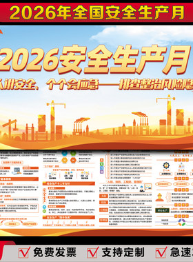 2026年安全生产月宣传画贴纸海报