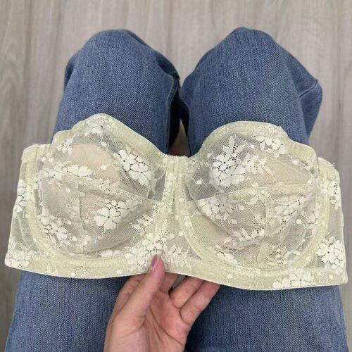 超薄大胸显小防滑无肩带抹胸内衣女软钢圈上托防下垂美背大码文胸