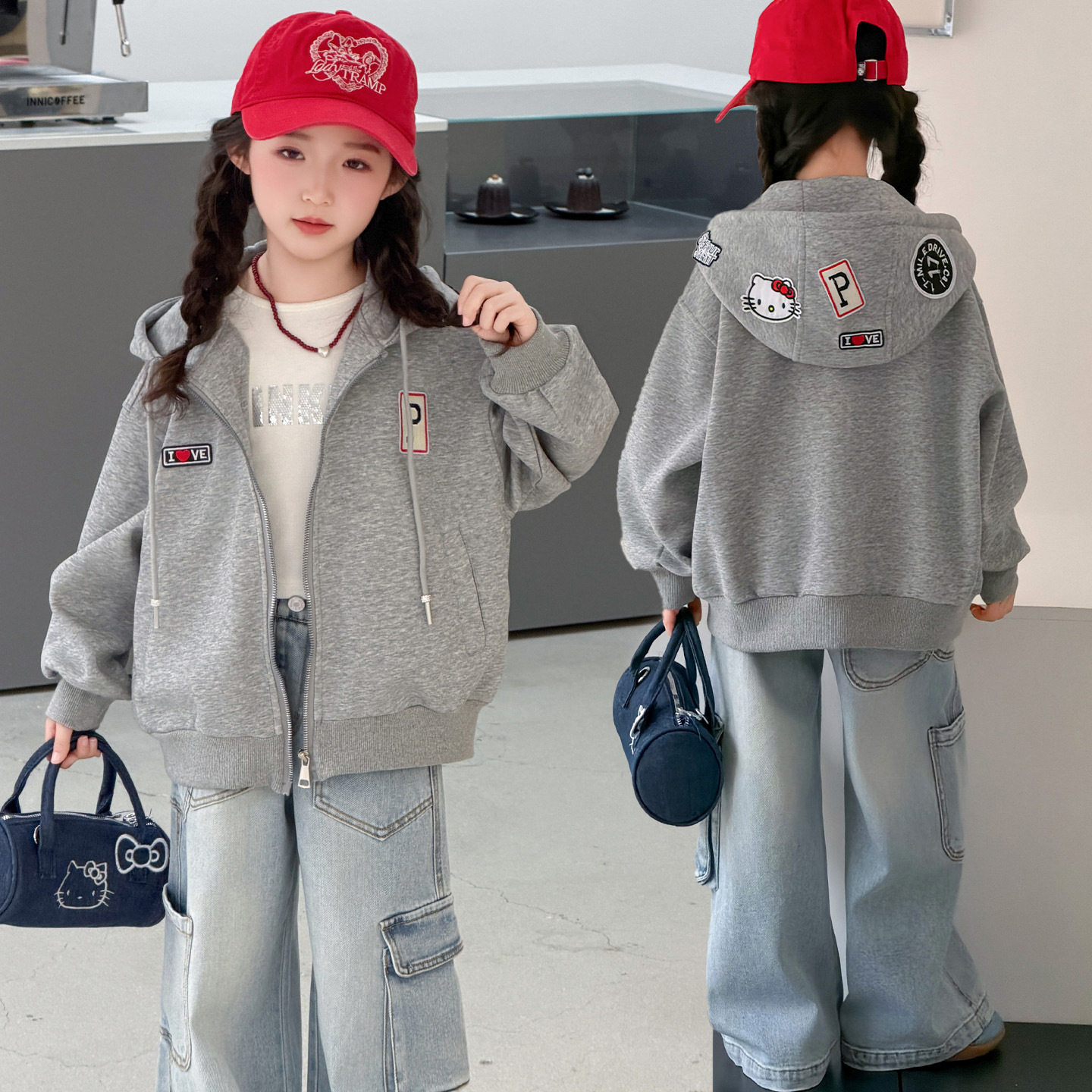 女童春装时髦卫衣外套2026新款洋气开衫连帽大儿童韩系棒球服开衫