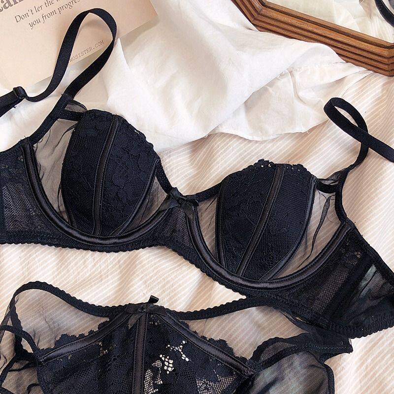 日系少女文胸罩套装小胸聚拢薄款软钢圈性感纯欲防下垂收副乳内衣