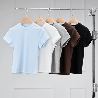 百搭舒适简约莱赛尔圆领短袖T恤