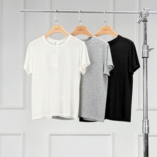 沃伦海龙 | SST017 天丝亚麻圆领短袖 2025夏季新款简约百搭T恤女