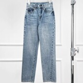 Original Twisted 水洗复古蓝高腰长裤 沃伦海龙 女士直筒牛仔裤