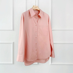 沃伦海龙 | Lui 早春粉色清新多巴胺色系上衣 精梳棉廓形女士衬衫