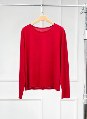 沃伦海龙 | KW012 早春德国扬子纱线 美丽诺羊毛圆领长袖针织女衫