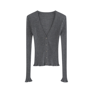 春夏柔软舒适亲肤上衣80支羊毛V领女士针织开衫 沃伦海龙 Susan