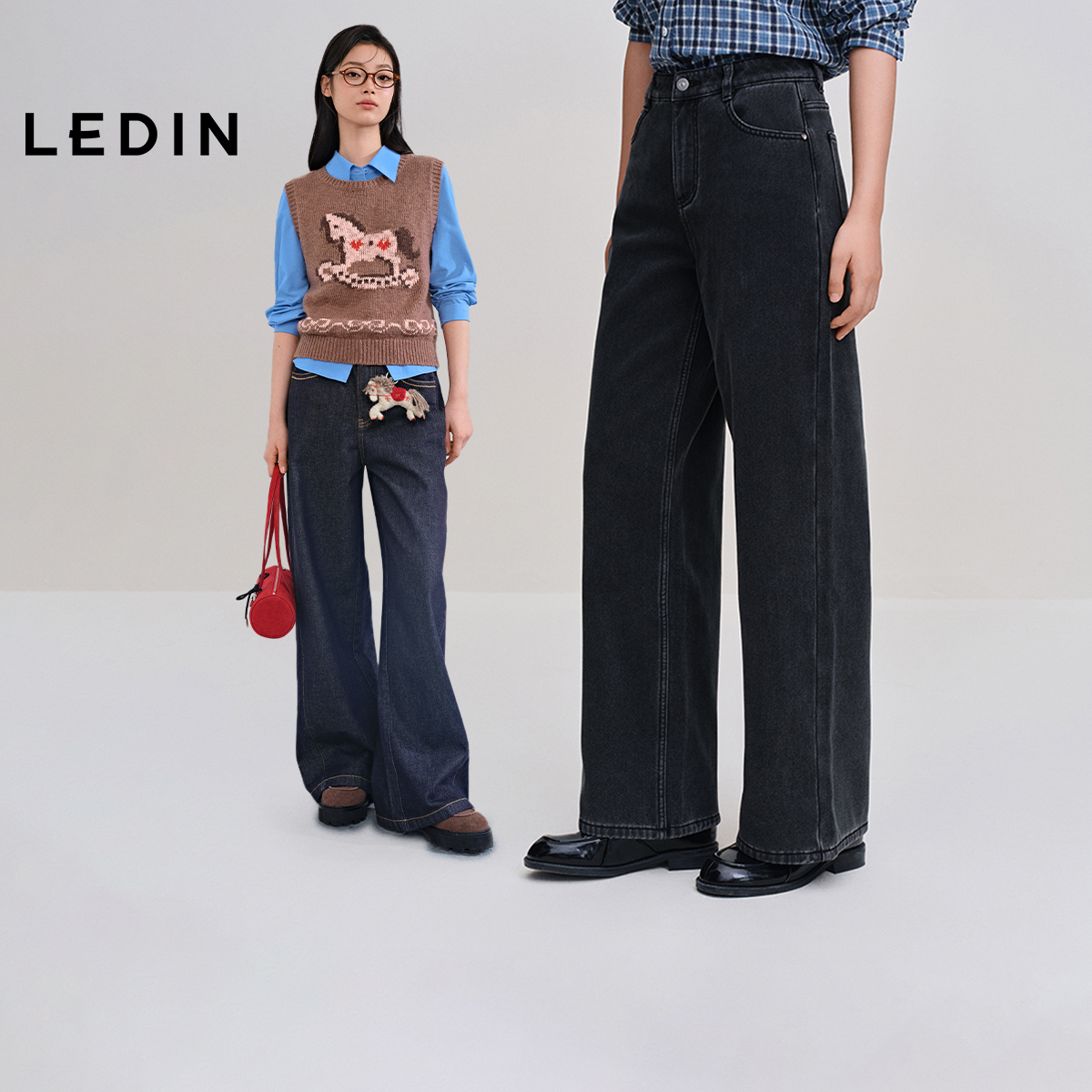 【所有姐姐的衣橱直播间】乐町 加绒直筒裤/常规原牛色阔腿裤