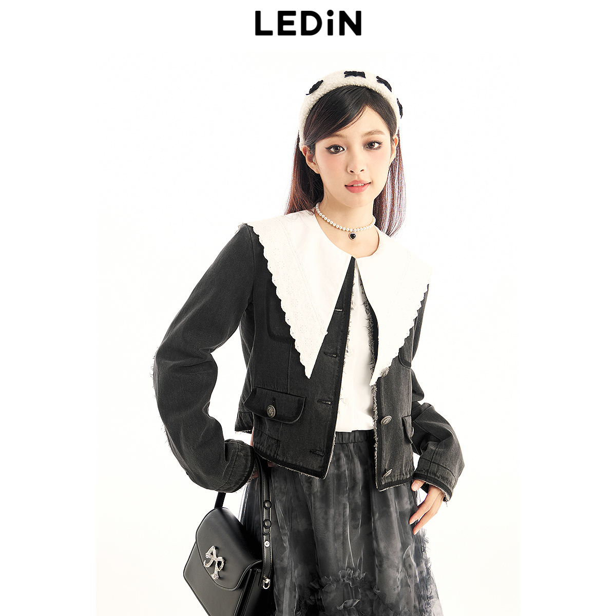 乐町小香风毛边牛仔外套24春季新款上衣C1BJE1301