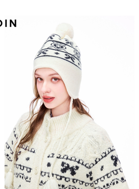 乐町冬季新品提花针织帽C1YAE4452