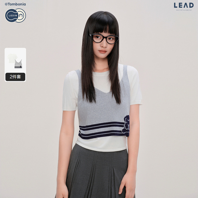 【tombonia联名】乐町商场同款拼接设计针织背心短袖女C2EEF3335
