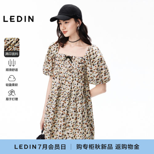 【商场同款】乐町满版碎花连衣裙夏季新款全棉印花裙子C1FAG3121