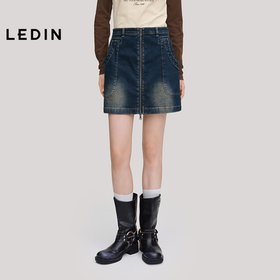 【商场同款】乐町辣妹风牛仔半裙秋季新款拉链设计短裙C2HEF3510