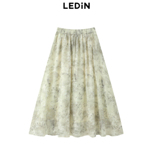 乐町松紧腰印花伞裙新款 碎花长半裙C2GFE2F02