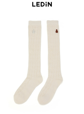 【商场同款】乐町2024年秋季新品绣花镂空及膝袜C2YGE3525