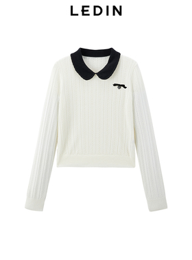 【商场同款】乐町撞色娃娃领针织线套衫25春季新款毛衣C1EEF1221*