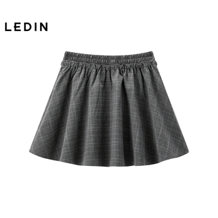 新款 乐町绣标灰色短裙夏季 显瘦A字半身裙C1GEF2725 商场同款