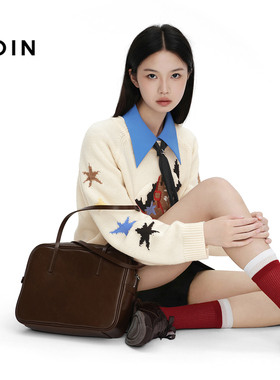 【商场同款】乐町星星马短款针织衫春新款宽松圆领毛衣C2EEG1227