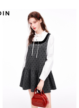 【商场同款】乐町千金风甜美拼接连衣裙冬季新款波点裙C1FAE4303