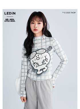 【奇先生妙小姐联名】乐町商场同款半开门襟长袖T恤格纹C2CPF2125