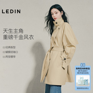 【高线风衣】乐町时尚设计感质感风衣秋新款多领型蝴蝶结袖口外套