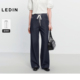 裤 子C2HAF2337 25夏季 新款 商场同款 乐町松紧腰系带牛仔直筒裤