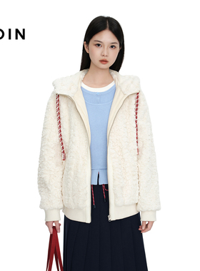 【商场同款】乐町连帽撞色抽绳外套新款绣花马拉链上衣C2AEG1223