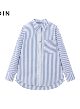 【商场同款】乐町慵懒廓形条纹衬衫2025年夏季新款上衣C2CAF2335