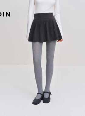 【商场同款】乐町细百褶短裙金属标两色半身裙新款A字裙C2GEF4131