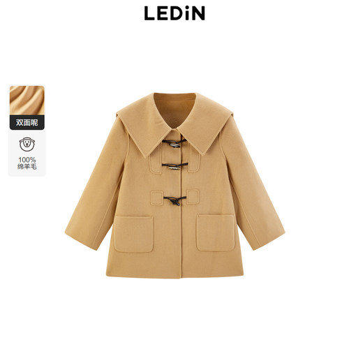 【商场同款】乐町冬季纯羊毛双面呢牛角扣大衣C1AAE4204