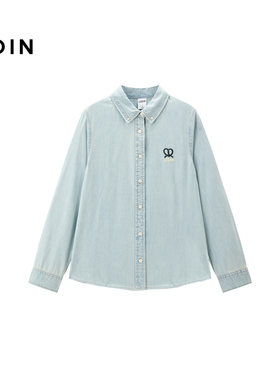 【商场同款】乐町2025春季新款字母刺绣水洗牛仔衬衫女C2CAF1107*