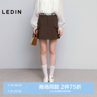 半身裙C1GEF2215 商场同款 乐町甜美蝴蝶结贴袋A字裙短裙夏新款
