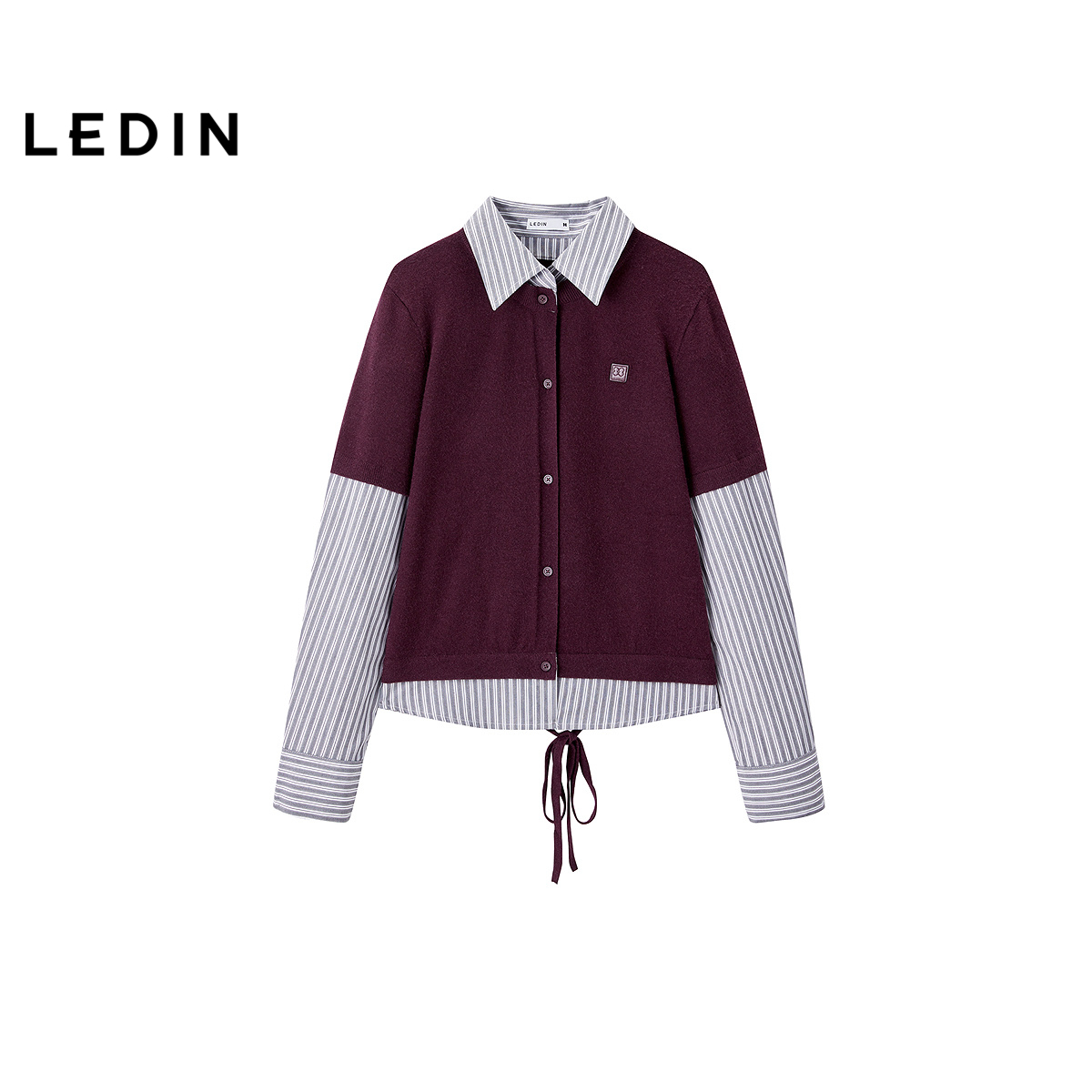 【商场同款】乐町假两件宽松条纹衬衫女装冬季新款上衣C2CAF4451