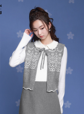 【XIAOLI筱李联名】乐町商场同款爱心提花羊毛针织背心C1EFF4281