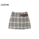 商场同款 乐町不规则格纹半身裙拼接扣袢显瘦A字短裙C1GEE4428