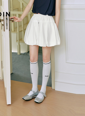 【商场同款】乐町运动风抽绳花苞短裙夏季小白裙半身裙C2GEF2709