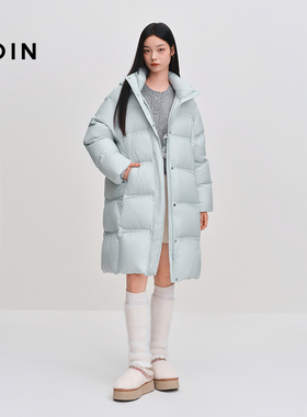 【商场同款】乐町轻柔连帽长款羽绒服女保暖大被子外套C1ACF4407