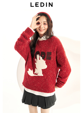 乐町趣味圆领线套衫春毛针织衫女C2EEE14