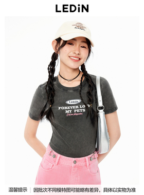 【商场同款】乐町秋季复古字母印花修身短袖T恤C2CNE3203