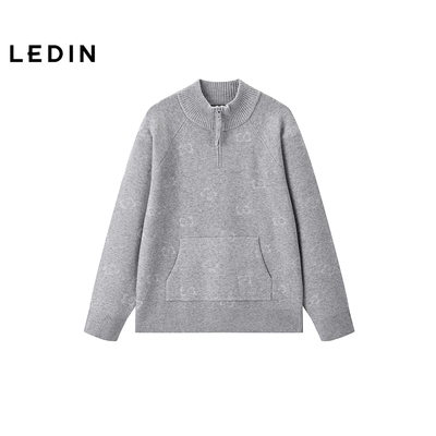 【商场同款】乐町拉链半开襟毛衣新款宽松针织上衣C2EEF4460