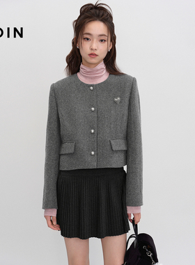 【商场同款】乐町短款小香风外套冬新款圆领上衣含羊毛C1BBF4248