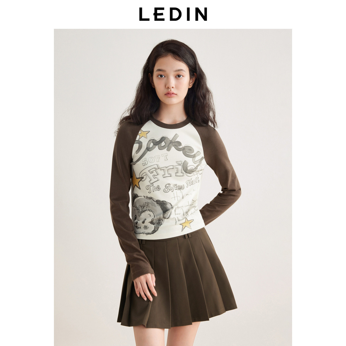 【Cookey联名】乐町秋满印插肩长袖T恤商场同款C2CPE3321