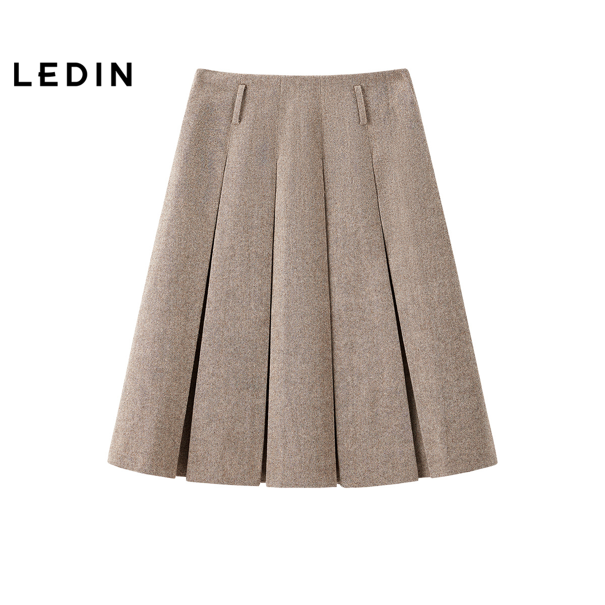 【商场同款】乐町长款毛呢半身裙秋冬新款含羊毛百褶裙C2GFF4326