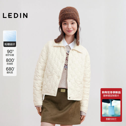 【火山岩】乐町短款衬衫轻薄羽绒服女装2025冬季新款灯芯绒拼接领